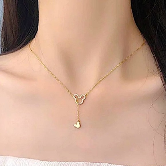 Disney Mickey Mouse Gold Plated Lariat Y Necklace - Picture 3 of 5